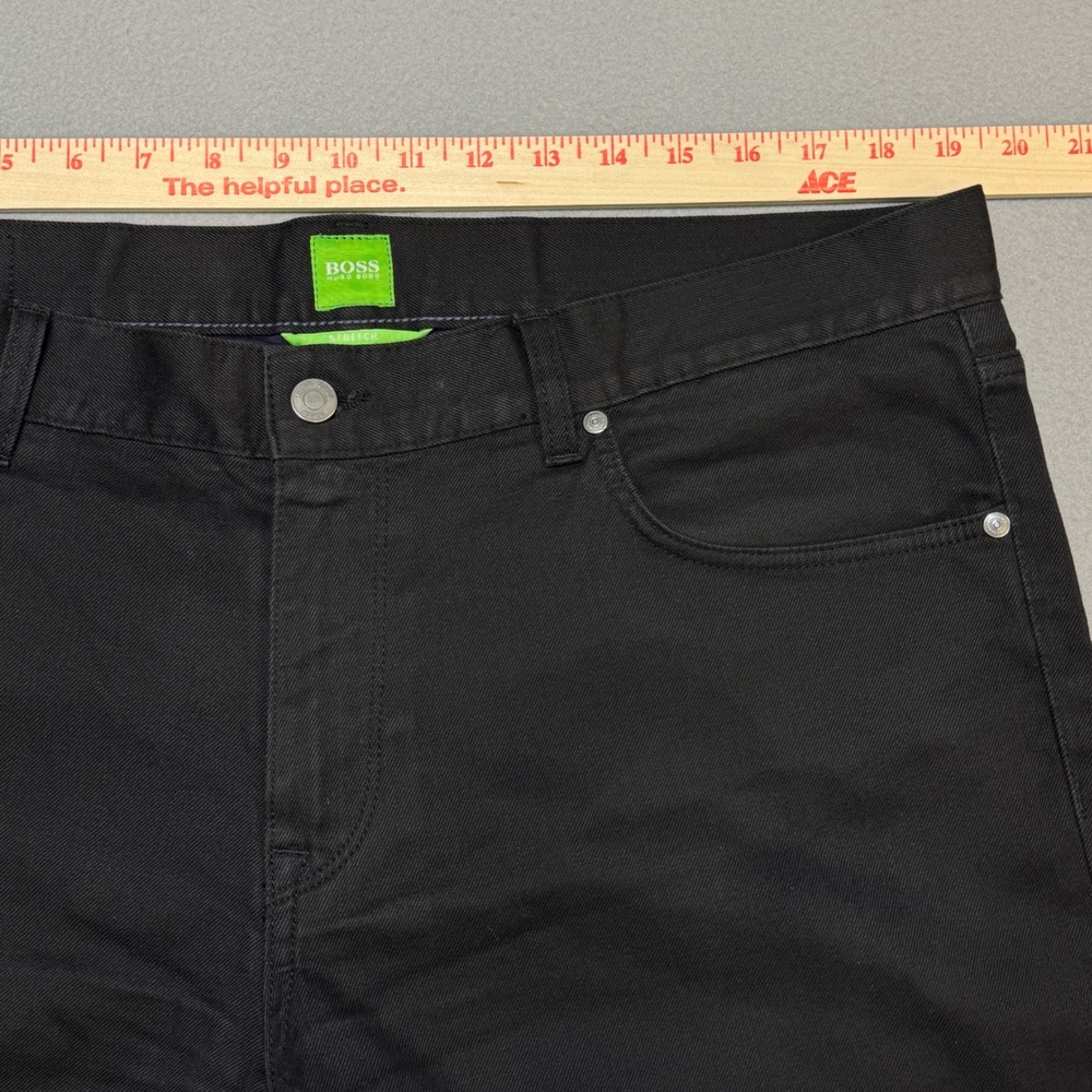 HUGO BOSS Maine 1 Jeans Mens 38x32 Black Stretch Straight Leg Denim Pants - Picture 7 of 11
